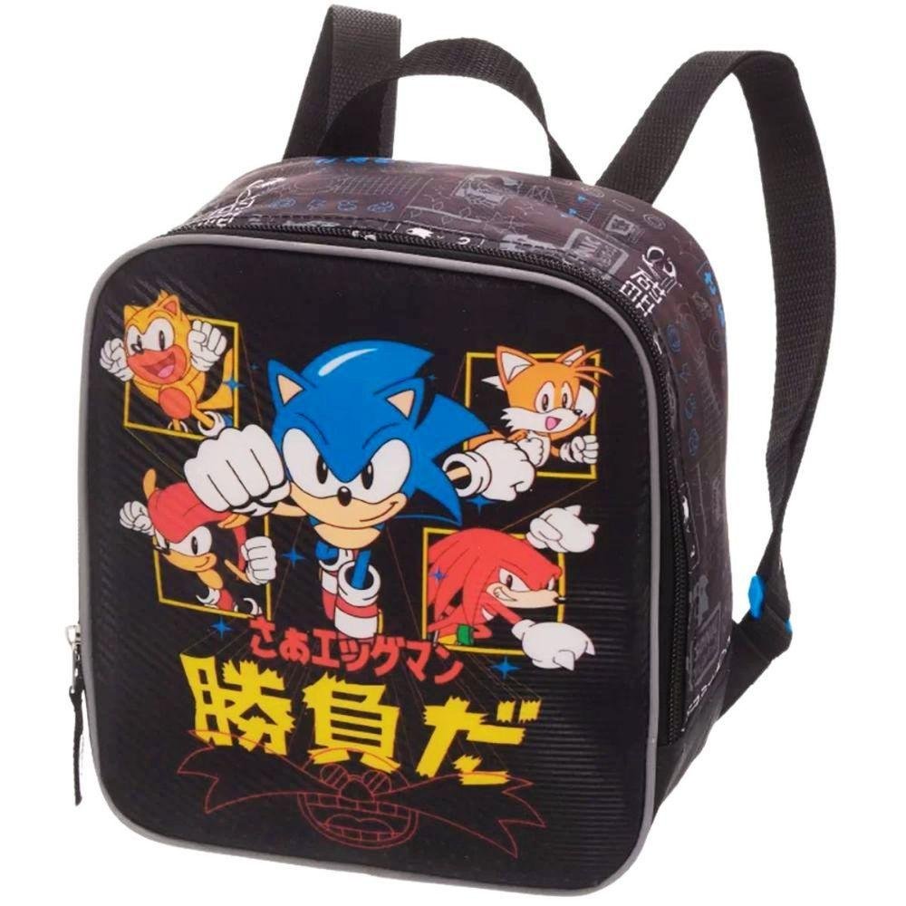 Kit Mochila Costas Lancheira Estojo Simples Infantil Escolar Menino Sonic Tails Go Fast - 7