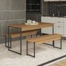 Mesa de Jantar Industrial com 2 Bancos Freijó 1,36m - 1