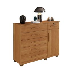 Cômoda Milão com 1 Porta e 6 Gavetas em Mdp Benetil Cinamomo - 1