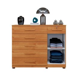 Cômoda Milão com 1 Porta e 6 Gavetas em Mdp Benetil Cinamomo - 5