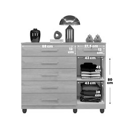 Cômoda Milão com 1 Porta e 6 Gavetas em Mdp Benetil Cinamomo - 6