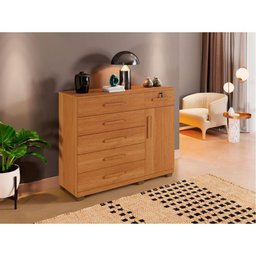 Cômoda Milão com 1 Porta e 6 Gavetas em Mdp Benetil Cinamomo - 3