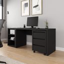 Ver imagem 1 de Escrivaninha Mesa Escritório 135cm com Gaveteiro com Rodízio e Prateleiras Ficus CabeCasa MadeiraOriginals