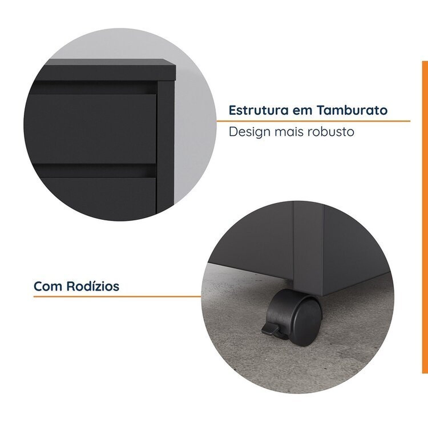 Mesa de Escritório 135cm com Gaveteiro com Rodízio e Prateleiras Ficus Cabecasa Madeiramadeira - 4