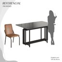 Ver imagem 5 de Conjunto Sala de Jantar Mesa 120x90cm Base Pérola Tampo MDF com Vidro Malibu Preto/Marrom