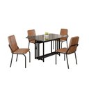 Ver imagem 2 de Conjunto Sala de Jantar Mesa 120x90cm Base Pérola Tampo MDF com Vidro Malibu Preto/Marrom