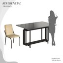 Ver imagem 5 de Conjunto Sala de Jantar Mesa 120x90cm Base Pérola Tampo MDF com Vidro Malibu Preto/Creme
