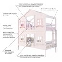 Ver imagem 5 de Beliche Infantil Casinha Dos Sonhos com Fechamento Inferior Branco em Madeira Maciça Branco | Rosa