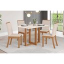 Ver imagem 1 de Conjunto Mesa de Cozinha Natalí com Tampo Madeirado com Vidro Reto 120x80cm e 4 Cadeiras Isa Nature