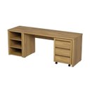 Ver mais imagens de Escrivaninha Mesa Escritório 135cm com Gaveteiro com Rodízio e Prateleiras Ficus CabeCasa MadeiraOriginals