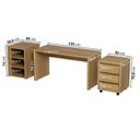 Ver imagem 3 de Escrivaninha Mesa Escritório 135cm com Gaveteiro com Rodízio e Prateleiras Ficus CabeCasa MadeiraOriginals