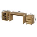 Ver imagem 3 de Escrivaninha Mesa Escritório com Gaveteiro com Rodízio e Prateleiras Ficus 135cm CabeCasa MadeiraOriginals Rovere Marrom