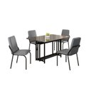 Ver imagem 2 de Conjunto Sala de Jantar Mesa 120x90cm Base Pérola Tampo MDF com Vidro Malibu Preto/Grafite
