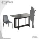 Ver imagem 5 de Conjunto Sala de Jantar Mesa 120x90cm Base Pérola Tampo MDF com Vidro Malibu Preto/Grafite