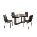 Ver imagem 2 de Conjunto Sala de Jantar Mesa 120x90cm Base Pérola Tampo MDF com Vidro Malibu Marrom/Preto