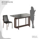 Ver imagem 5 de Conjunto Sala de Jantar Mesa 120x90cm Base Pérola Tampo MDF com Vidro Malibu Marrom/Preto