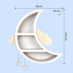 Prateleira Suspensa Infantil Lua em Madeira Decoração Quarto Kids - 4