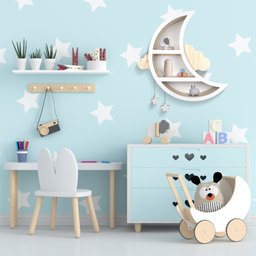 Prateleira Suspensa Infantil Lua em Madeira Decoração Quarto Kids - 2