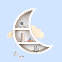 Prateleira Suspensa Infantil Lua em Madeira Decoração Quarto Kids - 3