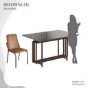 Ver imagem 5 de Conjunto Sala de Jantar Mesa 120x90cm Base Pérola Tampo MDF com Vidro Malibu Marrom