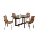 Ver imagem 2 de Conjunto Sala de Jantar Mesa 120x90cm Base Pérola Tampo MDF com Vidro Malibu Marrom