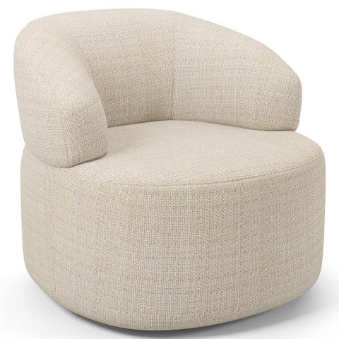 Poltrona Giratória Orgânica para Sala de Estar Living Helena L02 Linho Palha - Lyam Decor