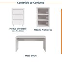 Ver imagem 2 de Escrivaninha Mesa Escritório com Gaveteiro com Rodízio e Prateleiras Ficus 200cm CabeCasa MadeiraOriginals Branco