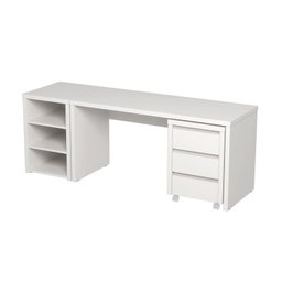Mesa de Escritório 200cm com Gaveteiro com Rodízio e Prateleiras Ficus Cabecasa Madeiramadeira - 8
