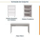 Ver imagem 2 de Escrivaninha Mesa Escritório com Gaveteiro com Rodízio e Prateleiras Ficus 200cm CabeCasa MadeiraOriginals Branco
