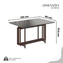 Ver imagem 3 de Conjunto Sala de Jantar Mesa 120x90cm Base Pérola Tampo MDF com Vidro Malibu Marrom/Creme