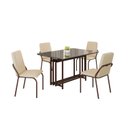 Ver imagem 2 de Conjunto Sala de Jantar Mesa 120x90cm Base Pérola Tampo MDF com Vidro Malibu Marrom/Creme