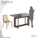 Ver imagem 5 de Conjunto Sala de Jantar Mesa 120x90cm Base Pérola Tampo MDF com Vidro Malibu Marrom/Creme