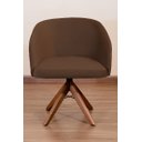 Ver imagem 2 de Poltrona Decorativa Redonda Pé Giratório de Madeira Cor:marrom