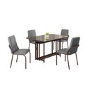 Ver imagem 2 de Conjunto Sala de Jantar Mesa 120x90cm Base Pérola Tampo MDF com Vidro Malibu Marrom/Grafite