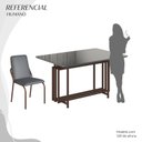 Ver imagem 5 de Conjunto Sala de Jantar Mesa 120x90cm Base Pérola Tampo MDF com Vidro Malibu Marrom/Grafite