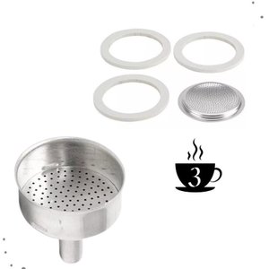 Kit Reparo Cafeteira Italiana 3 Xícaras Funil Filtro Borracha