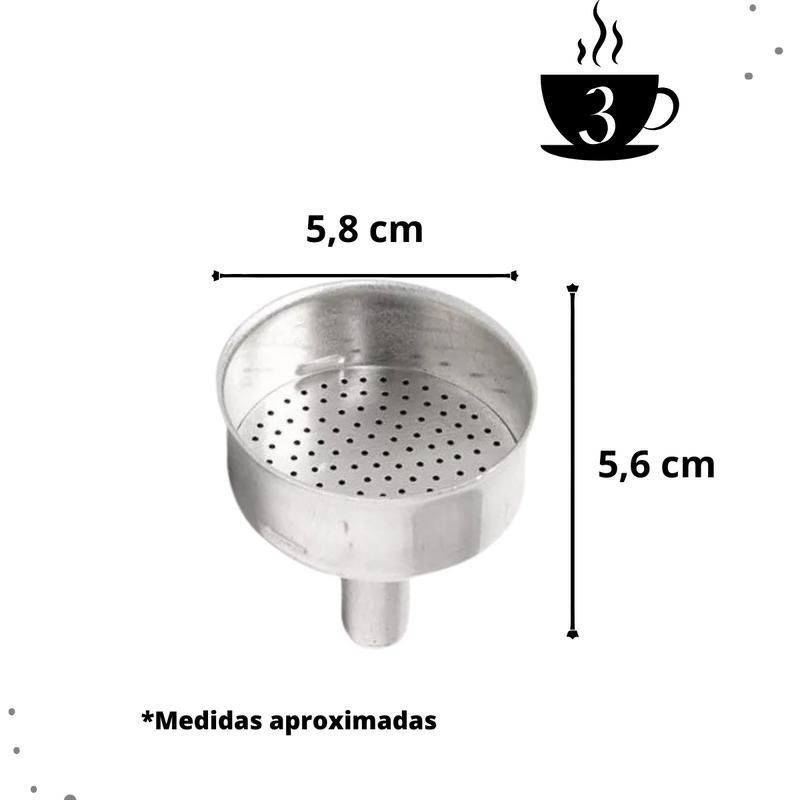 Kit Reparo Cafeteira Italiana 3 Xícaras Funil Filtro Borracha - 3