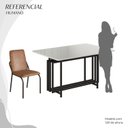 Ver imagem 5 de Conjunto Sala de Jantar Mesa 120x90cm Base Pérola Tampo MDF com Vidro Malibu Preto/Marrom