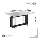 Ver imagem 3 de Conjunto Sala de Jantar Mesa 120x90cm Base Pérola Tampo MDF com Vidro Malibu Preto/Marrom