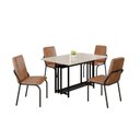 Ver imagem 2 de Conjunto Sala de Jantar Mesa 120x90cm Base Pérola Tampo MDF com Vidro Malibu Preto/Marrom