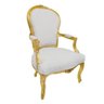 Poltrona Cadeira Luiz Xv Tecido Nobre Off White Madeira Dourada Alta Decoração - 1
