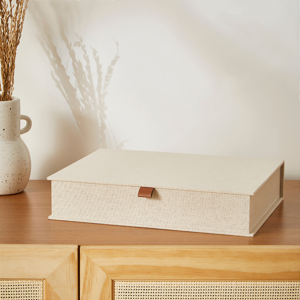 Kit Caixa Decorativa em Linho Creme - 2