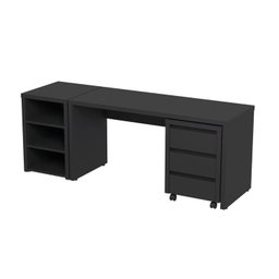 Mesa de Escritório 200cm com Gaveteiro com Rodízio e Prateleiras Ficus Cabecasa Madeiramadeira - 8