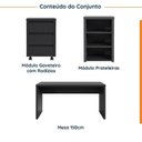 Ver imagem 2 de Escrivaninha Mesa Escritório com Gaveteiro com Rodízio e Prateleiras Ficus 200cm CabeCasa MadeiraOriginals Preto