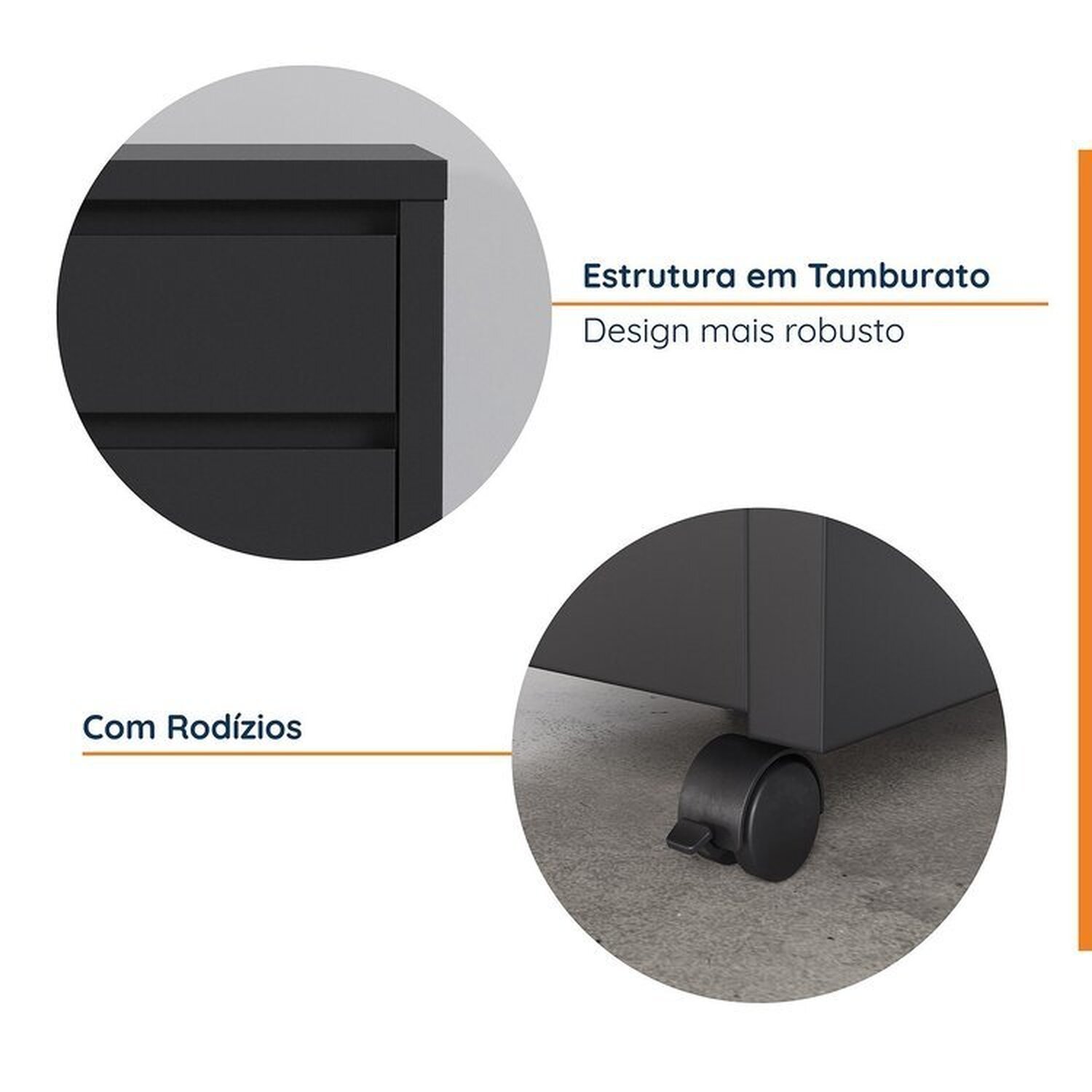 Mesa de Escritório 150cm com Gaveteiro com Rodízio e Prateleiras Ficus Cabecasa Madeiramadeira - 4