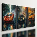 Ver imagem 1 de Kit 3 Quadro Decorativo Supercar Carro Chuva Supersport Futurista Moderno Qualidade Premium 40x28cm