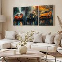 Ver imagem 3 de Kit 3 Quadro Decorativo Supercar Carro Chuva Supersport Futurista Moderno Qualidade Premium 40x28cm