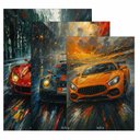 Ver imagem 4 de Kit 3 Quadro Decorativo Supercar Carro Chuva Supersport Futurista Moderno Qualidade Premium 40x28cm