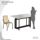 Ver imagem 5 de Conjunto Sala de Jantar Mesa 120x90cm Base Pérola Tampo MDF com Vidro Malibu Preto/Creme