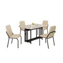 Ver imagem 2 de Conjunto Sala de Jantar Mesa 120x90cm Base Pérola Tampo MDF com Vidro Malibu Preto/Creme